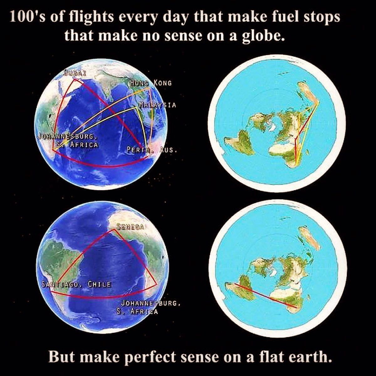 flat earth map vs globe map